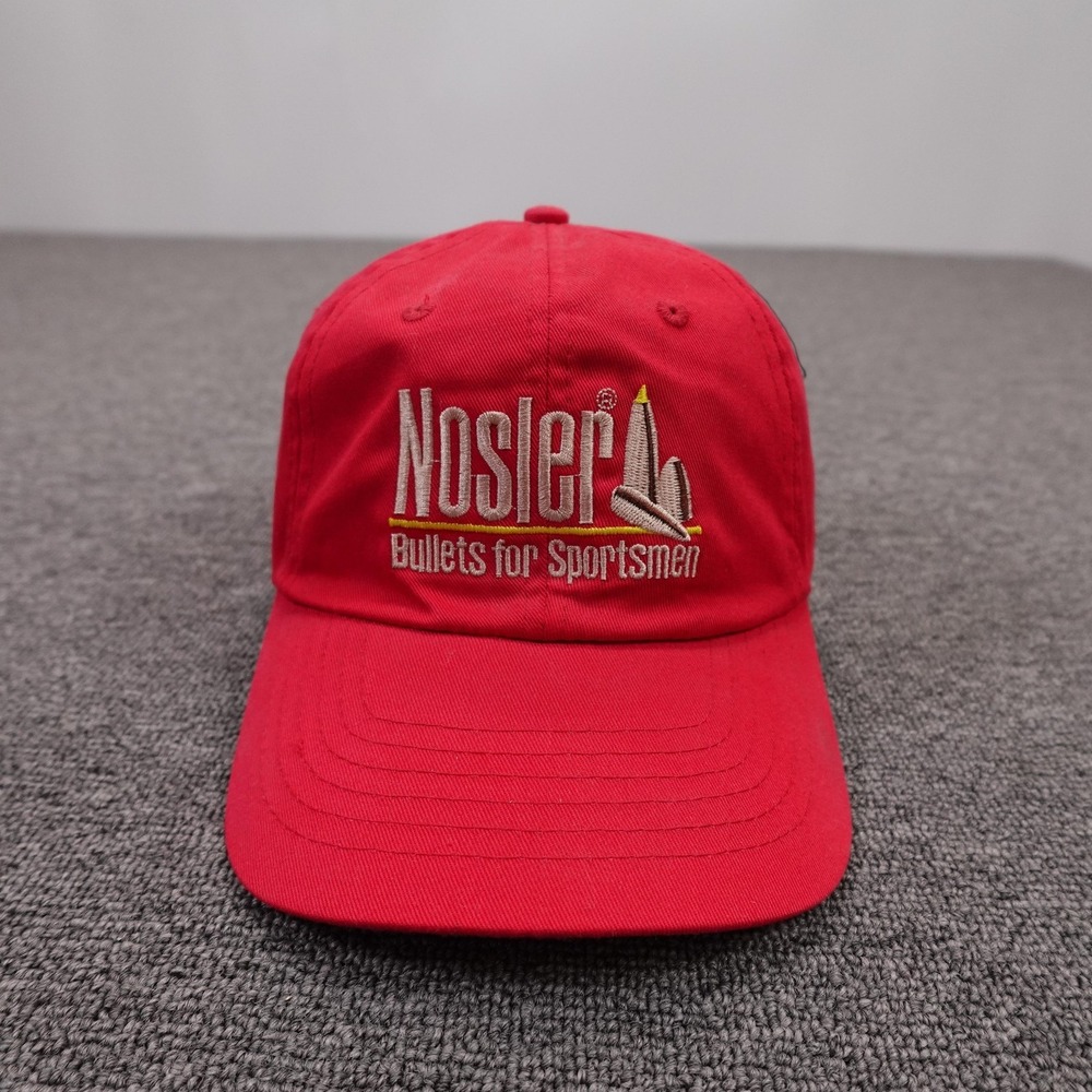 Vintage Nosler Hat Cap Snap Back Mens One Size Red‎ Twill Baseball Hunting Ammo